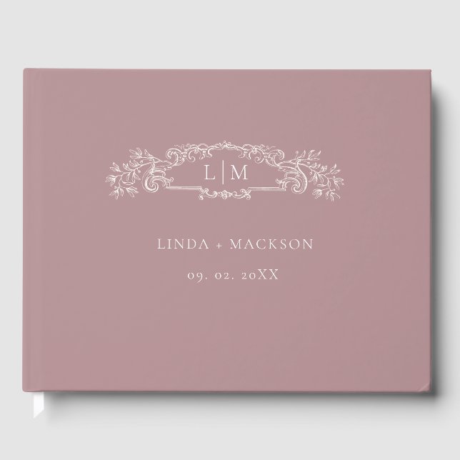 Libro De Visitas Boda monograma Rosa escudo botánico (Anverso)