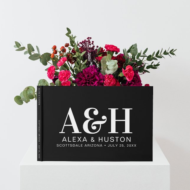 Libro De Visitas Boda Monograma Sofisticado Blanco Y Negro (Subido por el creador)