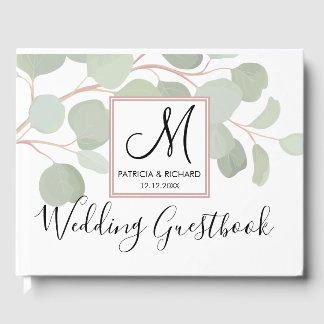 Libro De Visitas Boda Monogramado de Eucalyptus