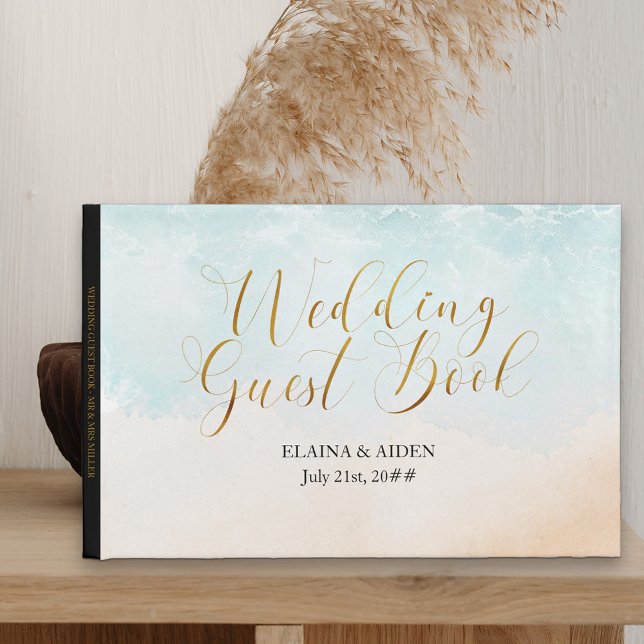 Libro De Visitas Boda Monogramado del Boho Beach Arbor (Front)