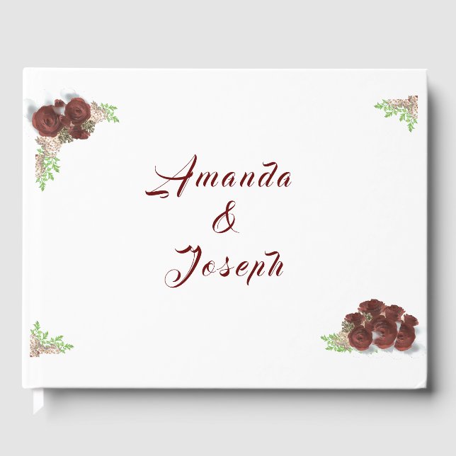 Libro De Visitas Boda Monogramado Rosa-corsage (Anverso)