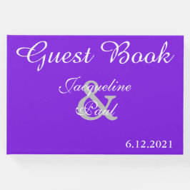 Libro De Visitas Boda Monogramado Violet Sunset Hearts