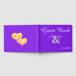 Libro De Visitas Boda Monogramado Violet Sunset Hearts