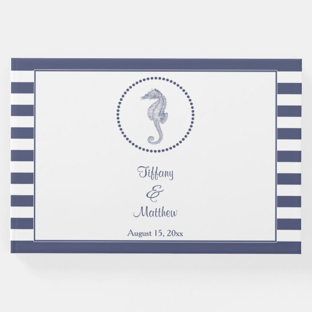 Libro De Visitas Boda Nautical Seahorse Personalized (Anverso)