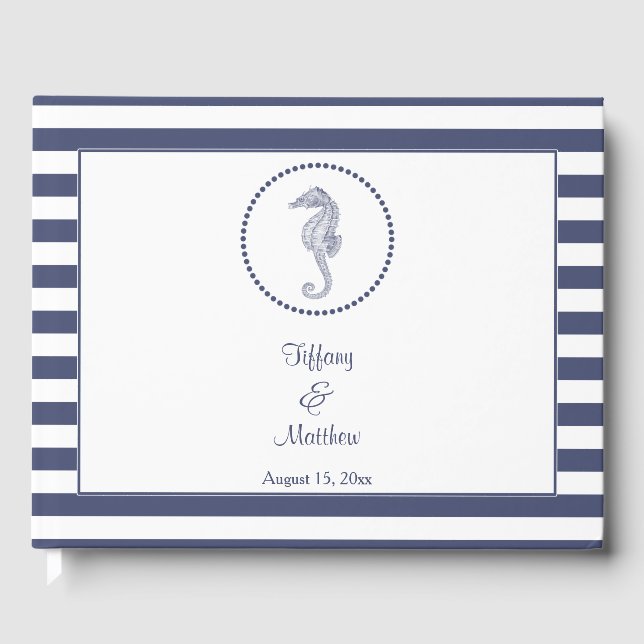 Libro De Visitas Boda Nautical Seahorse Personalized (Anverso)