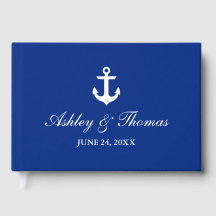 Boda náutico Anchor Blue Guest Book