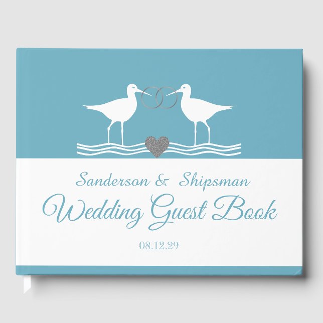 Libro De Visitas Boda náutico Duty Blue Sandpiper Guest Book (Anverso)