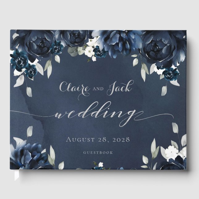 Libro De Visitas Boda Navy Peony (Anverso)