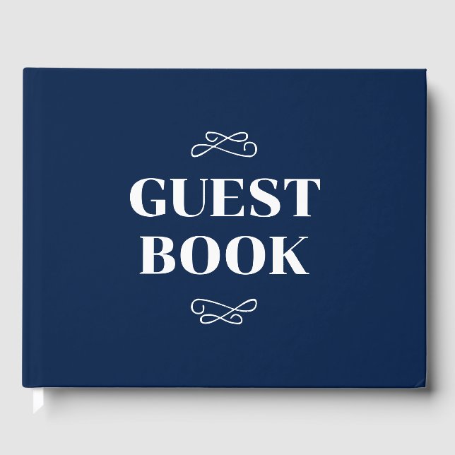 Libro De Visitas Boda Navy y White Flourish (Anverso)