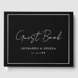 Libro De Visitas Boda negra blanca elegante y moderna personalizada