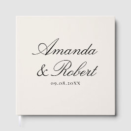 Libro De Visitas Boda negra y marfil de caligrafía elegante