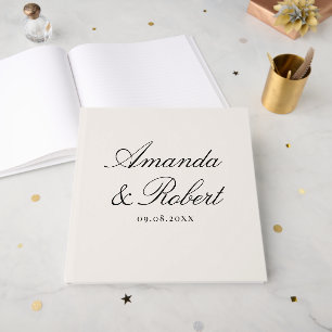 Libro De Visitas Boda negra y marfil de caligrafía elegante