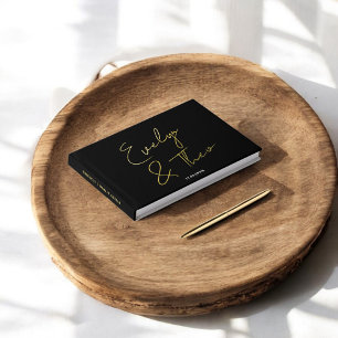 Libro De Visitas Boda negro elegante de la firma del guión