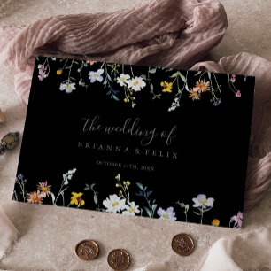 Libro De Visitas Boda negro floral multicolor salvaje