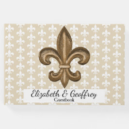Libro De Visitas Boda Nola Gold & White French Fleur De Lis