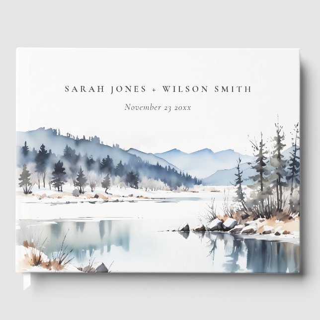Libro De Visitas Boda paisajista del lago Winter Snow Mountain (Anverso)