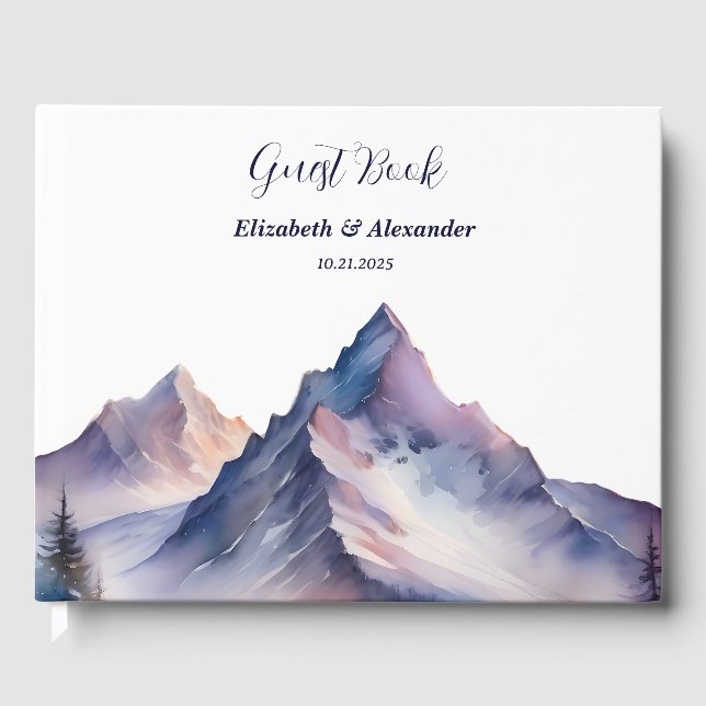 Libro De Visitas Boda paisajístico de montañas cubiertas de nieve (Anverso)
