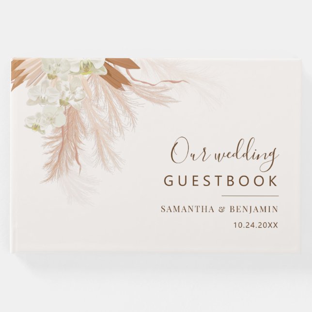 Libro De Visitas Boda Pampas Grass Terracotta (Anverso)