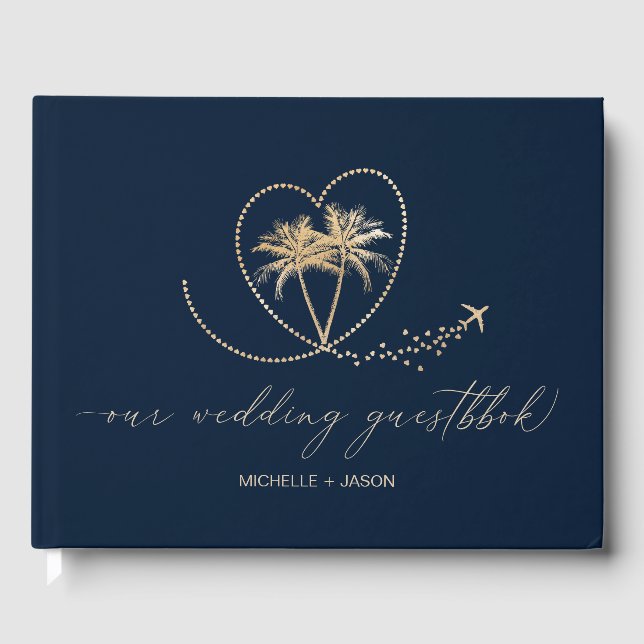 Libro De Visitas Boda Pasaporte Palm Tree Gracias (Anverso)
