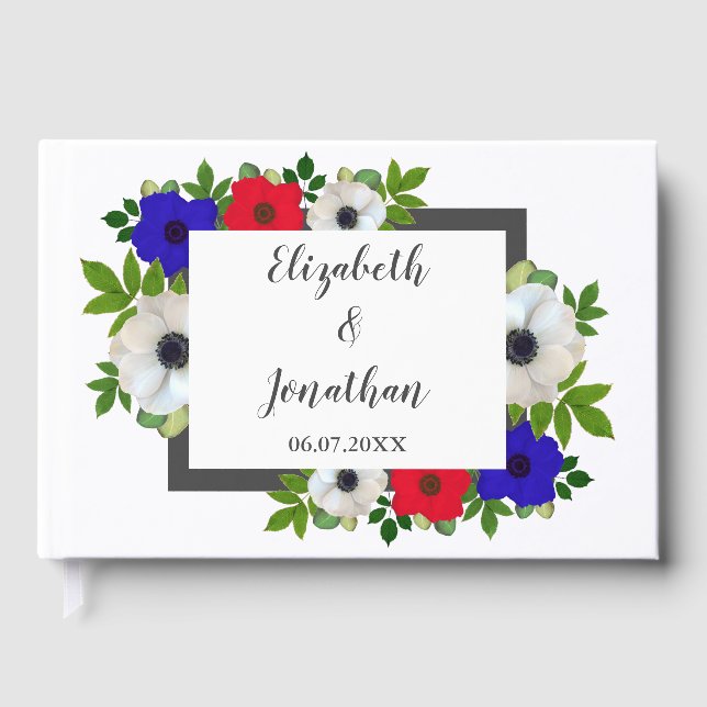 Libro De Visitas Boda Patriótico Panda Anemone (Anverso)