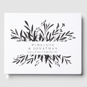 Libro De Visitas Boda personalizada botánica blanca minimalista