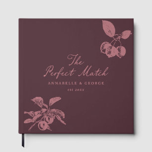 Libro De Visitas Boda Personalizada Burgundy Vintage Floral Fruta