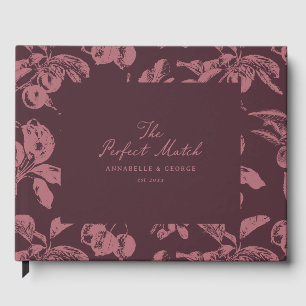 Libro De Visitas Boda Personalizada Burgundy Vintage Floral Fruta