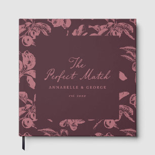 Libro De Visitas Boda Personalizada Burgundy Vintage Floral Fruta