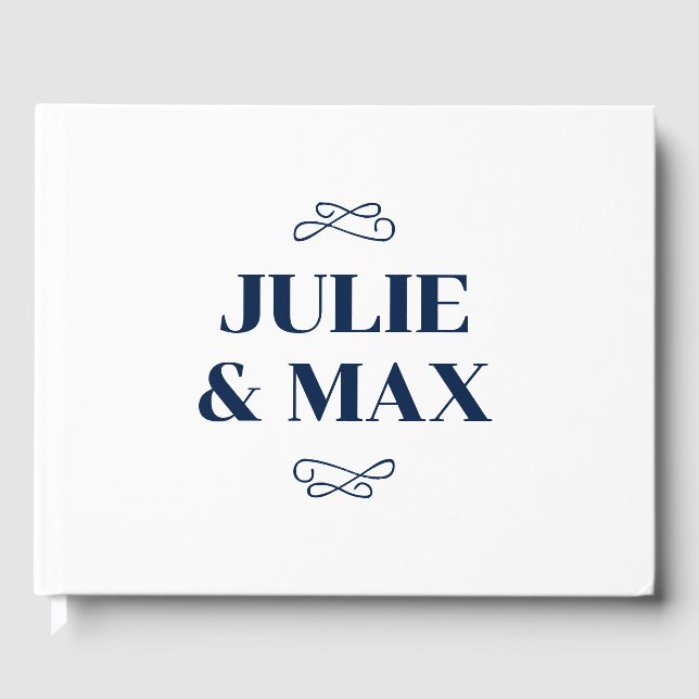 Libro De Visitas Boda Personalizada con Florecimiento de Navy (Anverso)