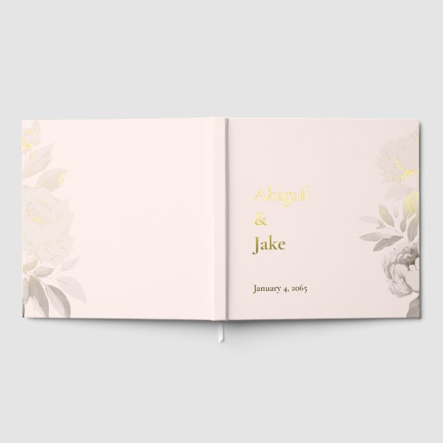 Libro De Visitas Boda Personalizada con Hoja de Oro Rosa (Lleno)