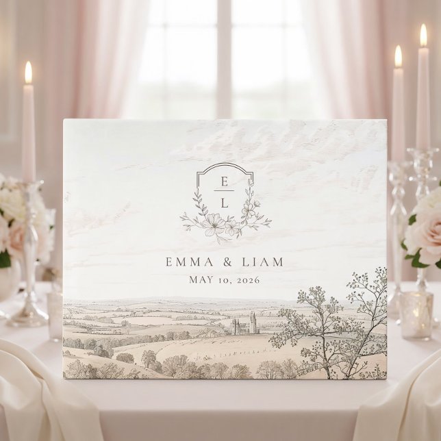 Libro De Visitas Boda Personalizada con Monograma Estilo Francés Ca (Subido por el creador)
