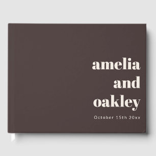 Libro De Visitas Boda personalizada minimalista marrón marfil retro