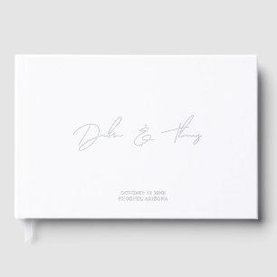 Libro De Visitas Boda Personalizada Moderna Minimalista Blanca