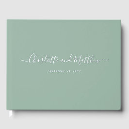 Libro De Visitas Boda Personalizada Moderna y Elegante Verde Salvia