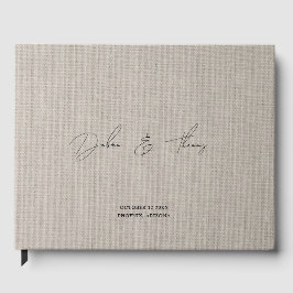 Libro De Visitas Boda Personalizada Moderno Minimalista Lino Falso