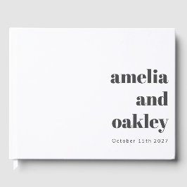 Libro De Visitas Boda personalizada negrita Minimalista Retro Blanc