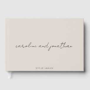 Libro De Visitas Boda Personalizada Nombre Marfil Crema Elegante
