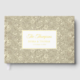 Libro De Visitas Boda Personalizada Toile Francesa Floral Dorado