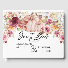 Libro De Visitas Boda personalizado Calabaza rosa borgoñona de otoñ