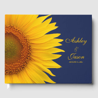 Libro De Visitas Boda personalizado de girasol de la marina