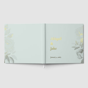 Libro De Visitas Boda personalizado de Relieve metalizado dorado de