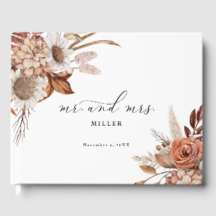Libro De Visitas Boda personalizado floral rústica otoñal