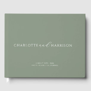 Libro De Visitas Boda personalizado Monograma Sage