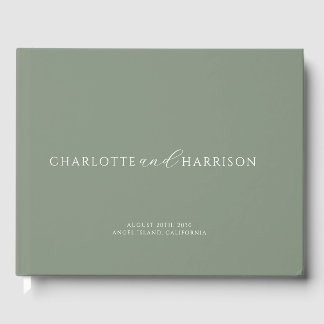Libro De Visitas Boda personalizado Monograma Sage