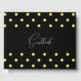 Libro De Visitas Boda Polkadots negro y amarillo