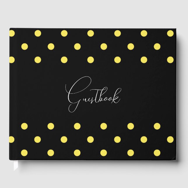 Libro De Visitas Boda Polkadots negro y amarillo (Anverso)