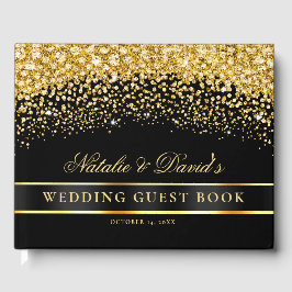 Libro De Visitas Boda Purpurina negro y oro