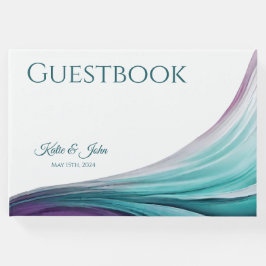 Libro De Visitas Boda Resumen moderno-púrpura y Verde azulado-