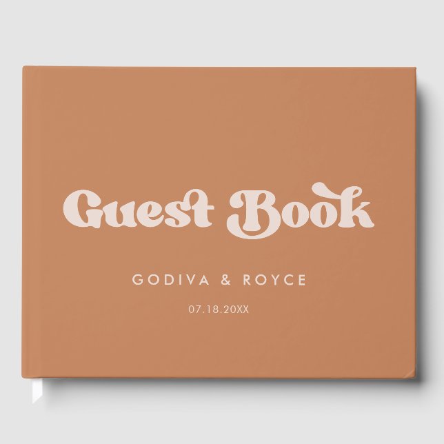 Libro De Visitas Boda retro de azúcar marrón elegante (Anverso)