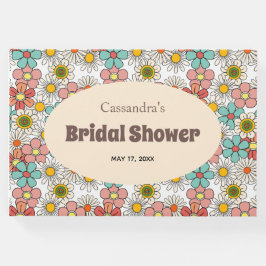 Libro De Visitas Boda Retro Hippie Groovy Floral 
